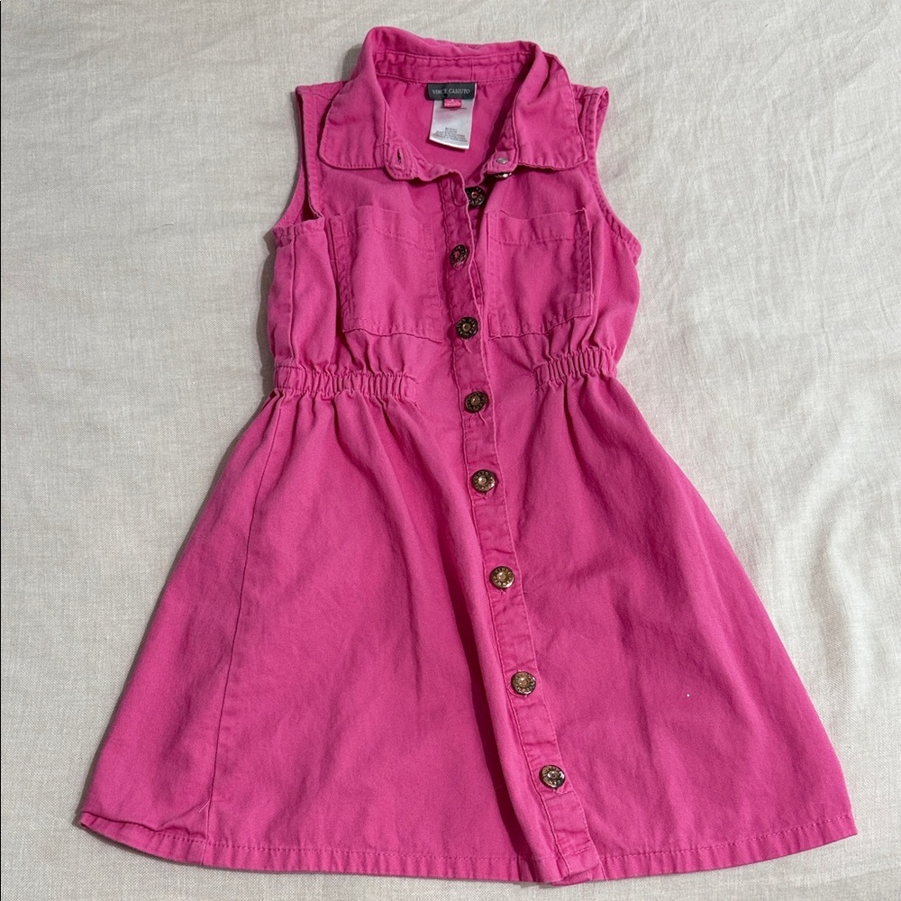 Vince Camuto Vibrant Pink Button-Down Kids Dress
